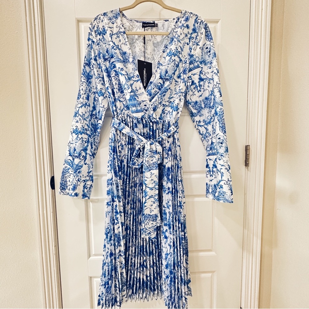 Blue and White Toile de Jouy Midi Dress